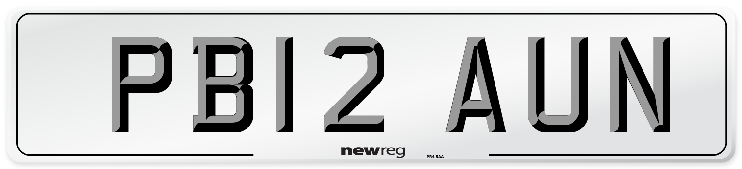 PB12 AUN Number Plate from New Reg